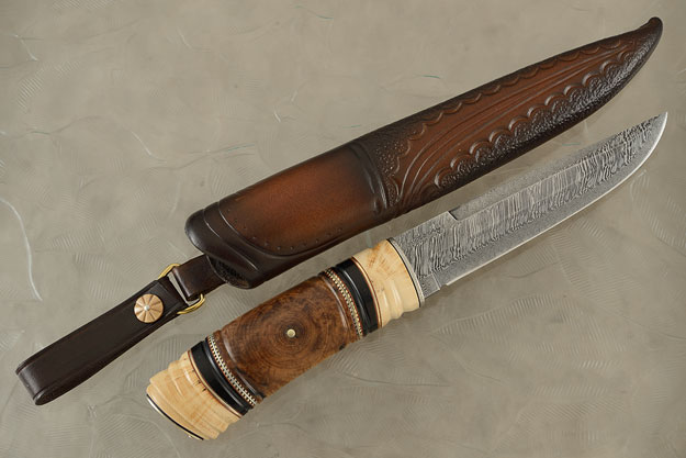 Nordic Hunter with Buffalo Horn, Crosscut Oak and Mammoth Ivory
