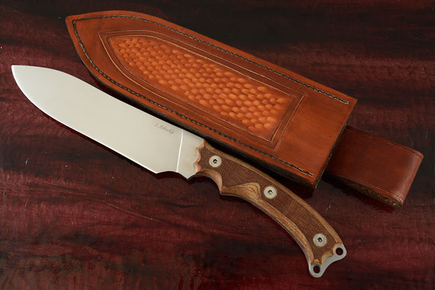 Survival/Camp Knife with Natural Canvas Micarta