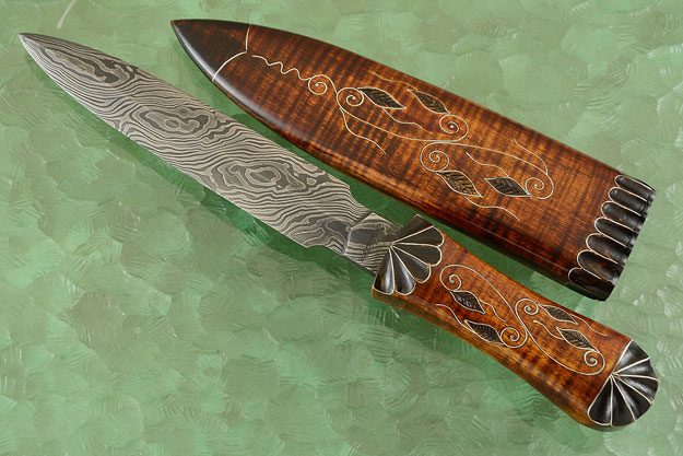 Vines and Leaves Damascus Dagger
