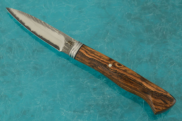 Paring Knife with Stainless Damascus San Mai and Bocote