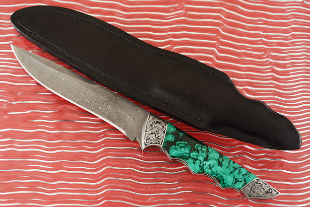 Damascus Caldwell Fighter with Malachite