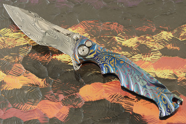 Tighe Breaker 3.5 Integral Button Lock Flipper with Timascus and Damasteel