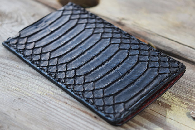 Folding Knife Pouch - Black Water Snake Leather