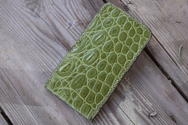 Folding Knife Pouch - Green Nile Crocodile Leather