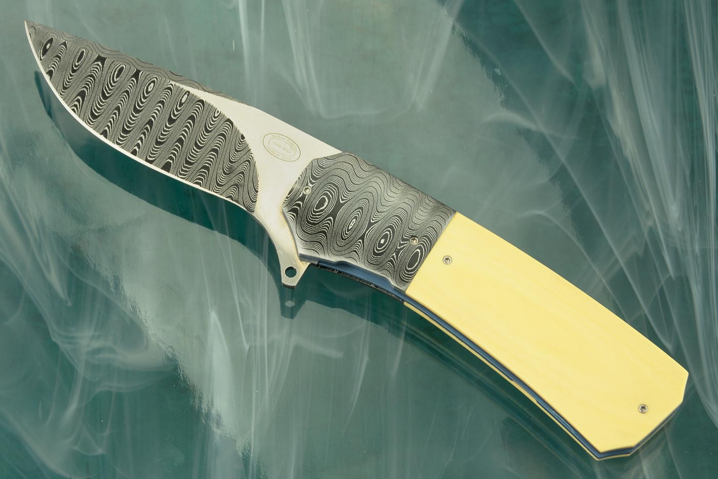 LL15 Flipper with Westinghouse Micarta and Damascus (Ceramic IKBS)